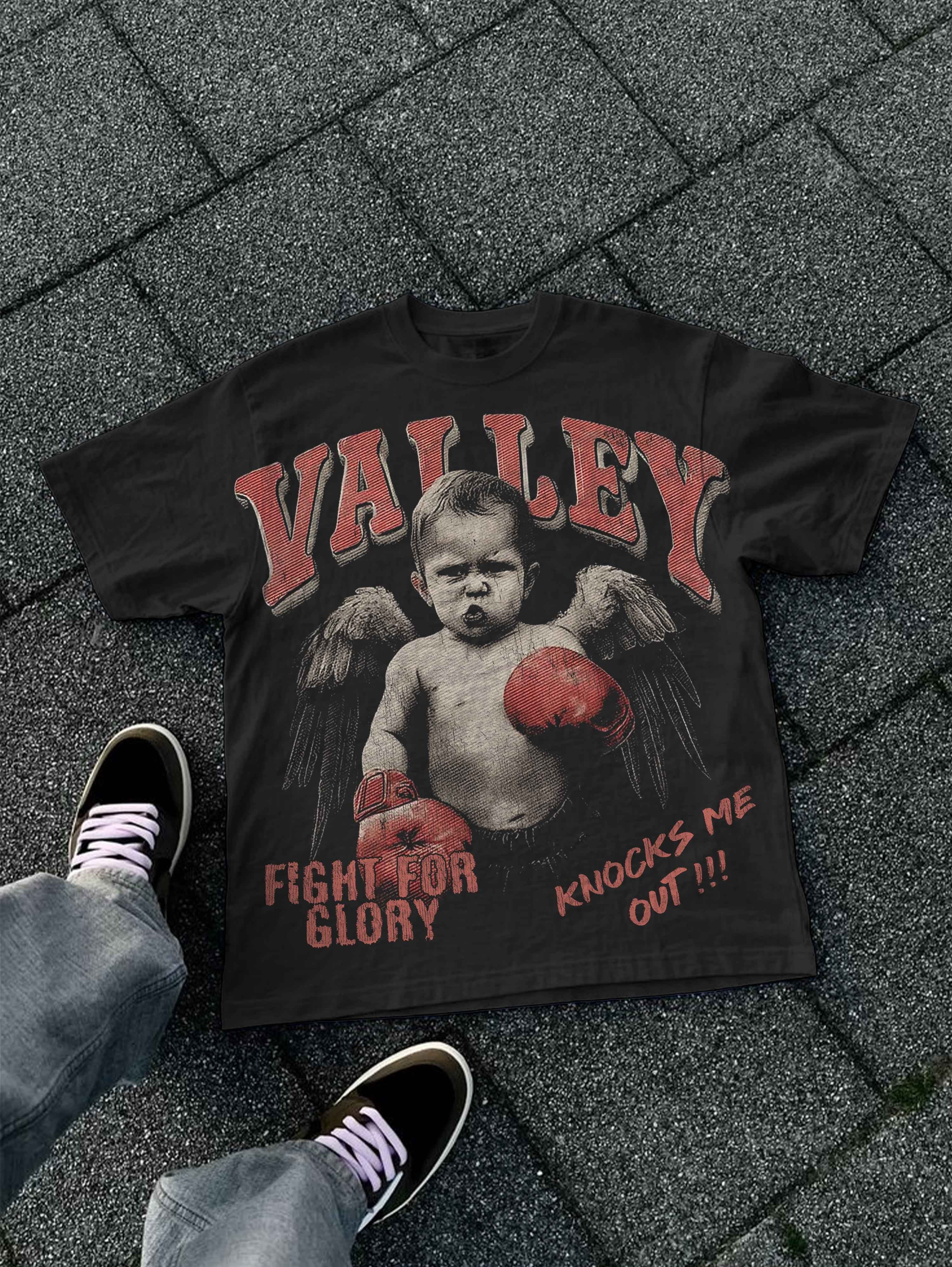 Angel Boxer Retro Vintage Graphic Cotton T-shirt